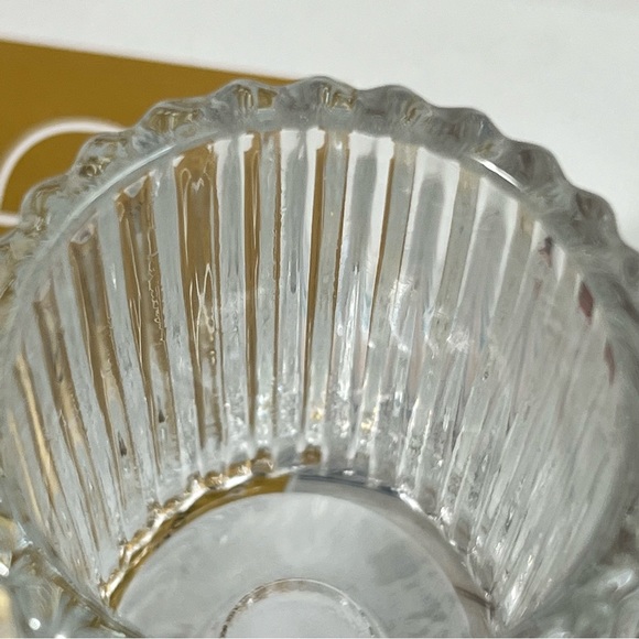Ribbed Glass Candle Holder Set of 4 Clear Heavy Chic Holiday Home Decor - Picture 8 of 14